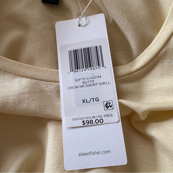 NWT Eileen Fisher Butter Sleeveless Crew Neck Short Shell Tank Top Size XL - Picture 8 of 11